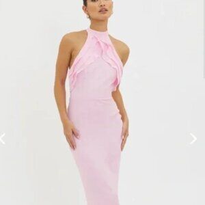 Selfie Leslie Topaz Skies Halter neck Ruffle Dress Pink from Selfie Leslie.
